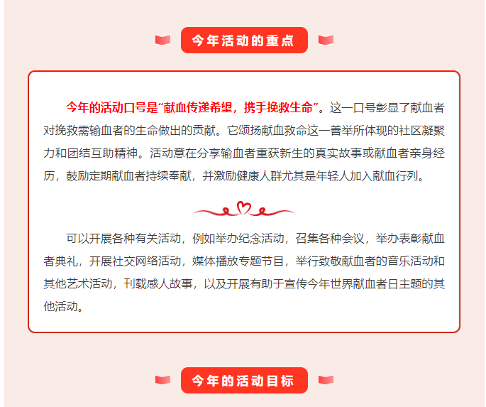 献血传递希望，携手挽救生命——2025年世界献血者日口号发布！
