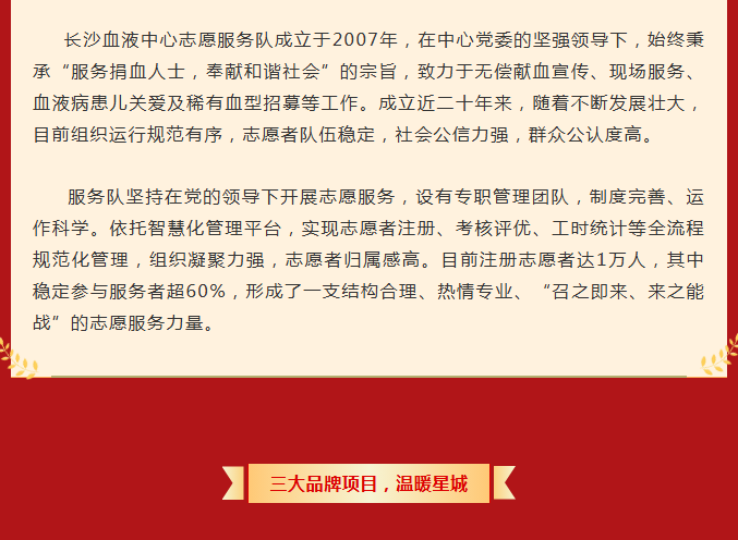 喜报！长沙血液中心志愿服务队荣获2025年度长沙市“志愿服务之星”称号