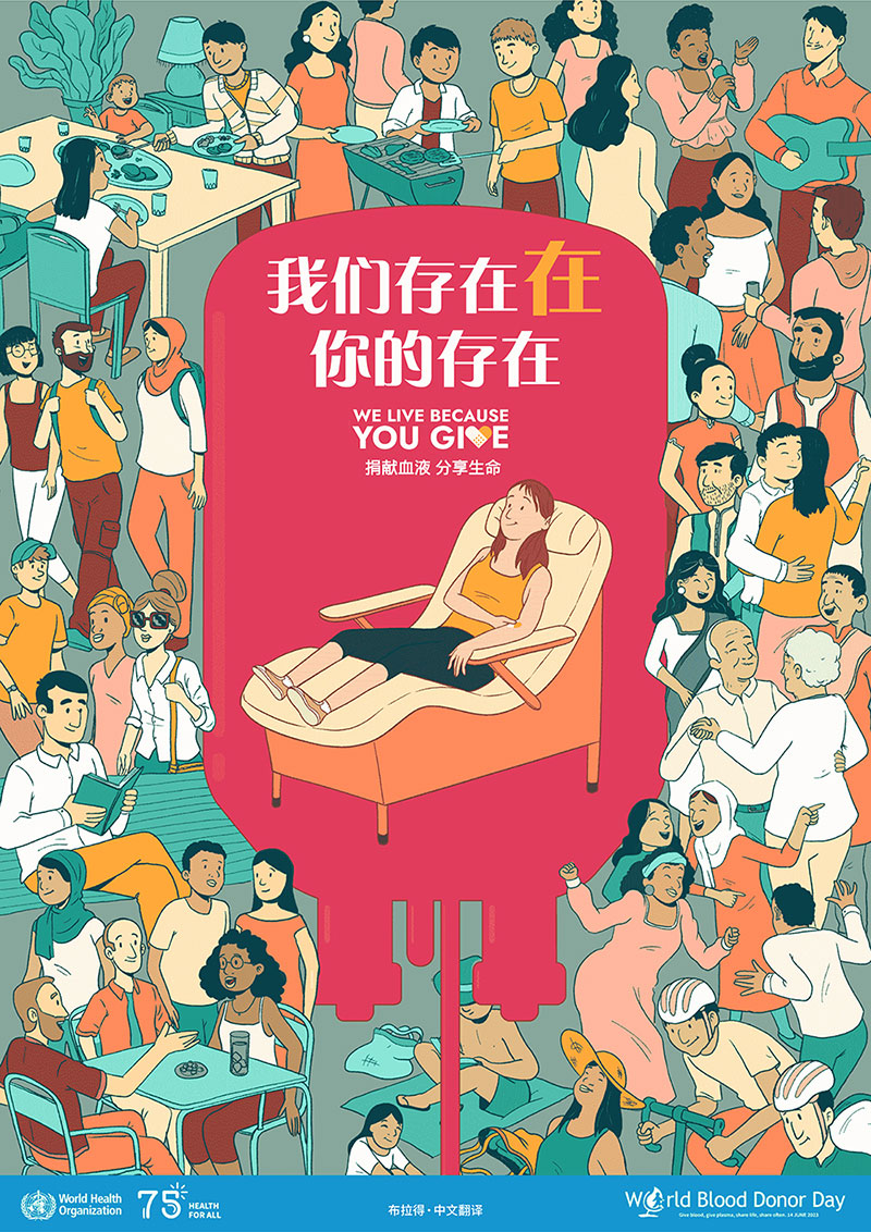 【独家】世卫组织2023世界献血者日主题海报中文版曝光