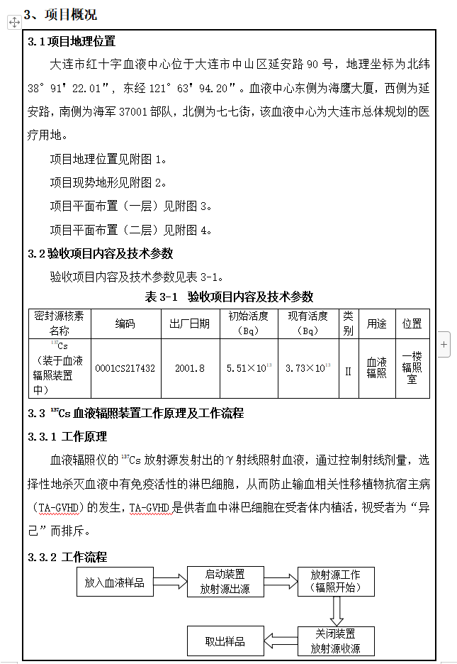 大连市红十字血液中心 137Cs血液辐照装置项目验收情况公示