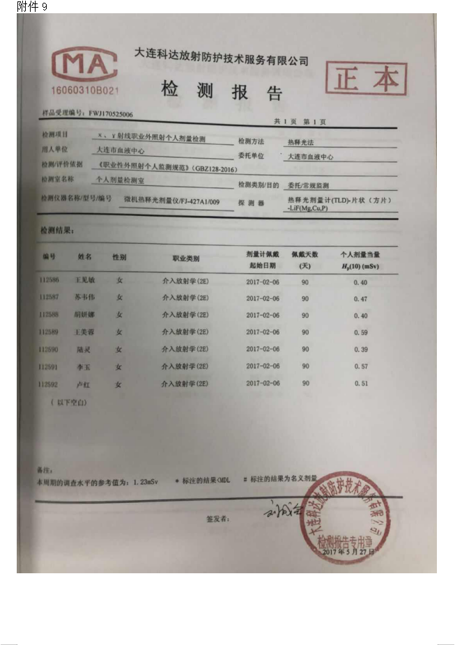 大连市红十字血液中心 137Cs血液辐照装置项目验收情况公示