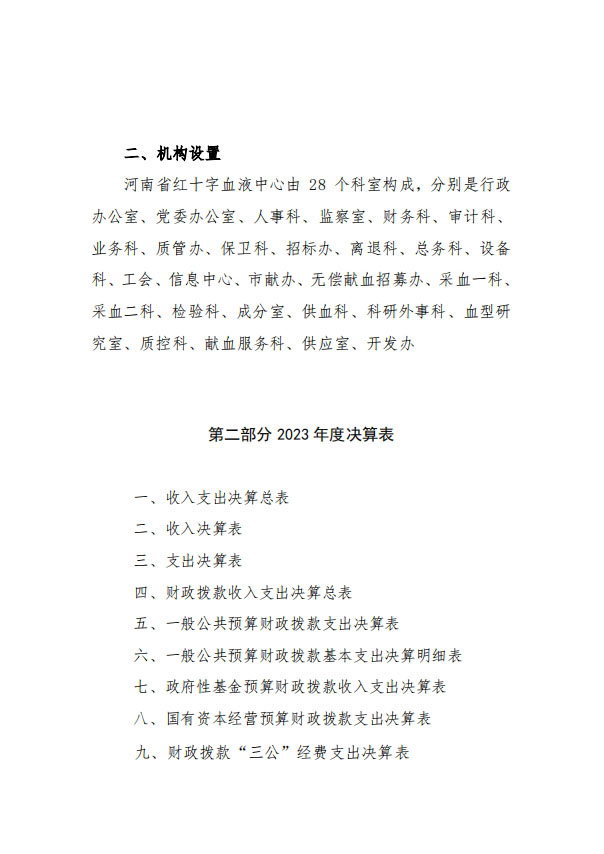 2023 年度 河南省红十字血液中心决算公开
