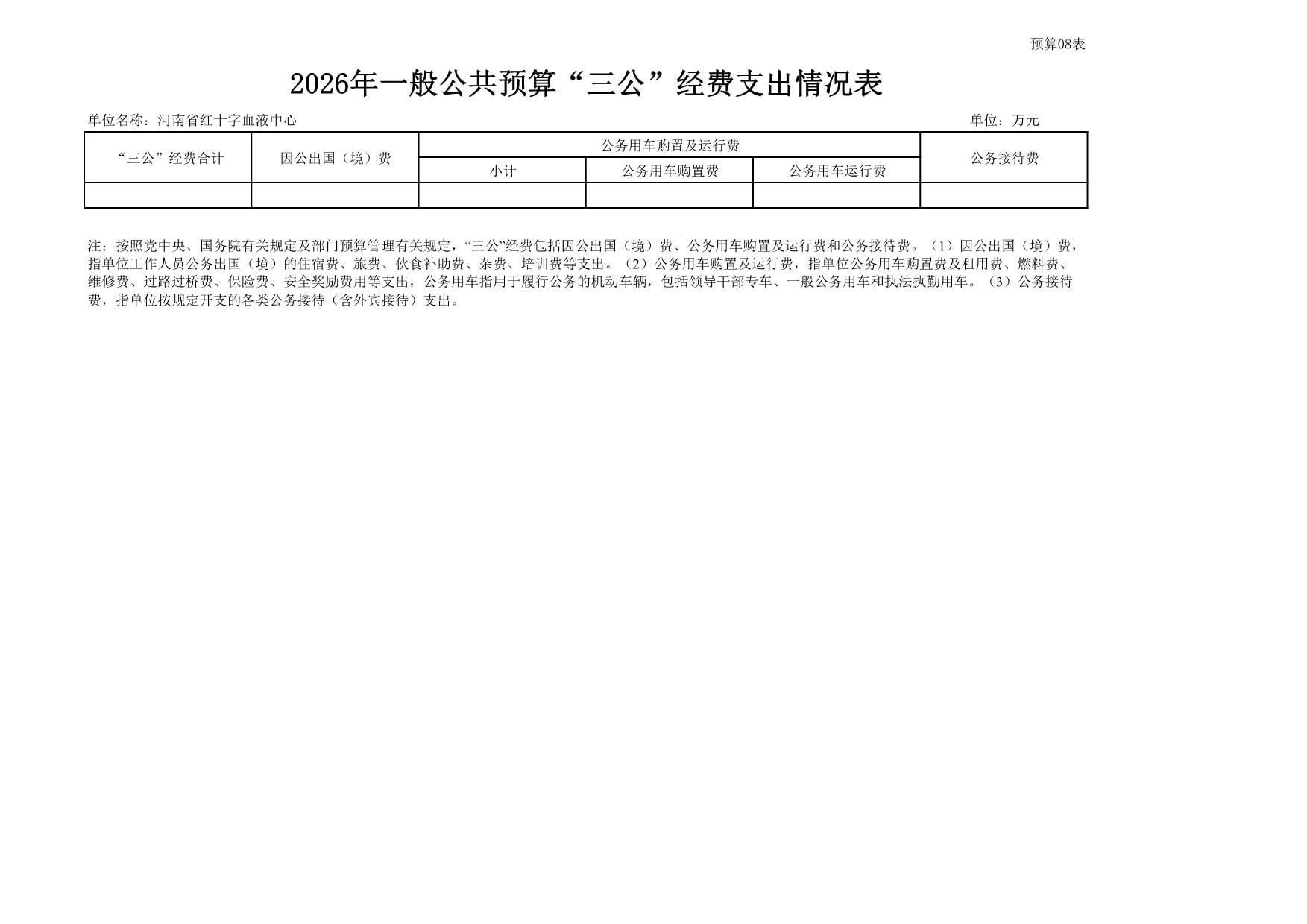2026年度河南省红十字血液中心预算公开